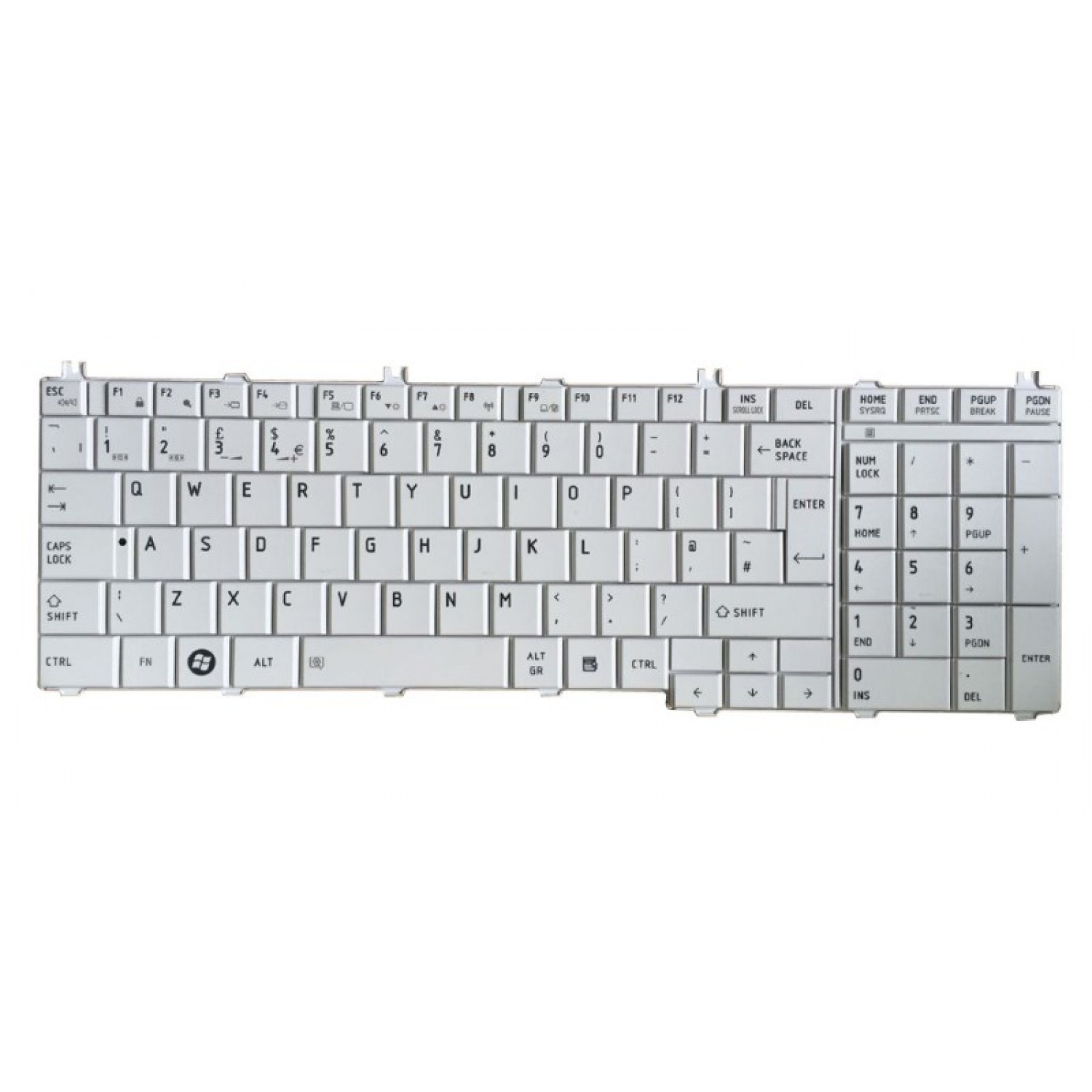Πληκτρολόγιο για Toshiba Satellite Pro C650/C660/L650/L670, US, λευκό