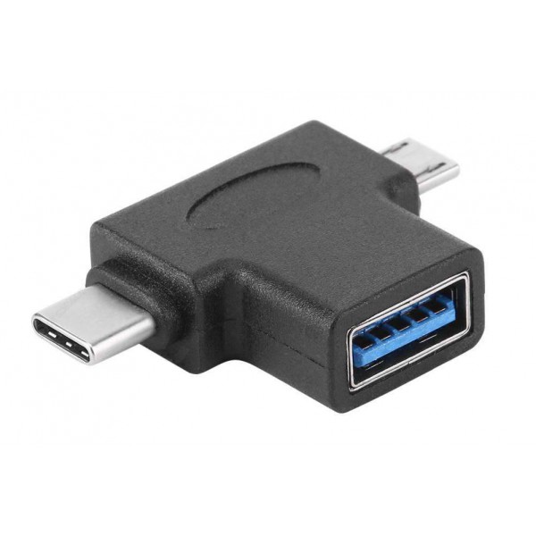 POWERTECH αντάπτορας USB 3.0 (F) σε USB-C & Micro USB CAB-U117, μαύρος POWERTECH αντάπτορας USB 3.0 (F) σε USB-C & Micro USB CAB-U117, μαύρος