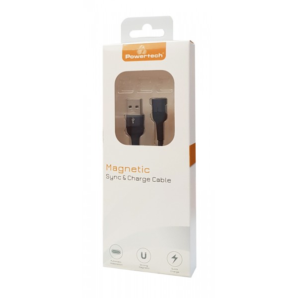 POWERTECH Καλώδιο USB 2.0 PT-757, μαγνητικό, 1m, μαύρο POWERTECH Καλώδιο USB 2.0 PT-757, μαγνητικό, 1m, μαύρο