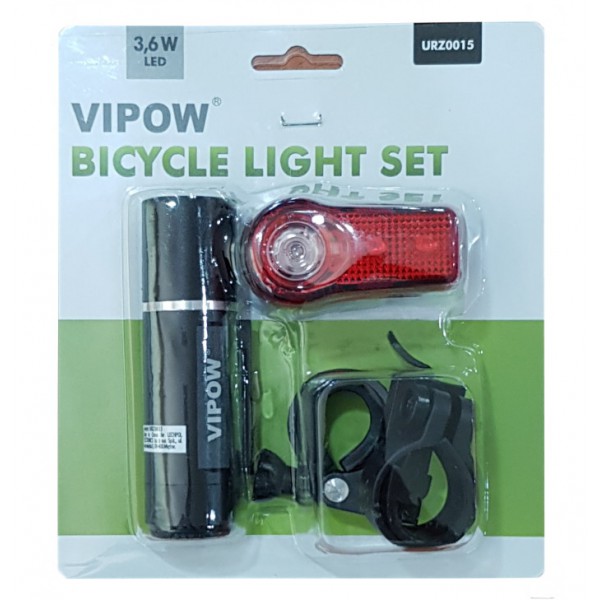 VIPOW σετ φωτισμού ποδηλάτου URZ0015, 3.6W & 0.4W, μαύρο