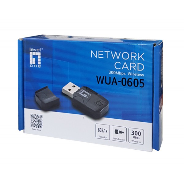 LEVELONE Wireless USB Network Adapter N300 WUA-0605, 300Mbps, Ver. 2.0