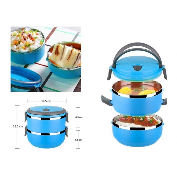 Δοχείο φαγητού AG479B με επένδυση inox, σετ 2τμχ, μπλε