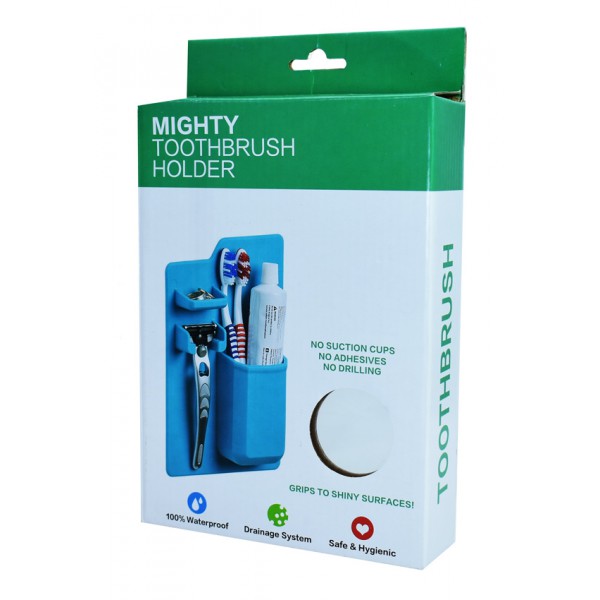 Σετ καθρέπτης και θήκη οδοντόβουρτσας από σιλικόνη TMV-0001, γκρι