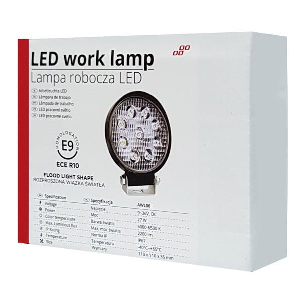 AMIO LED προβολέας AWL06, στρογγυλός, 2200lm, IP67, 27W, 9-36V AMIO LED προβολέας AWL06, στρογγυλός, 2200lm, IP67, 27W, 9-36V