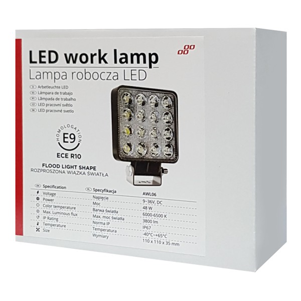 AMIO LED προβολέας AWL10, τετράγωνος, 3800lm, IP67, 48W, 9-36V AMIO LED προβολέας AWL10, τετράγωνος, 3800lm, IP67, 48W, 9-36V
