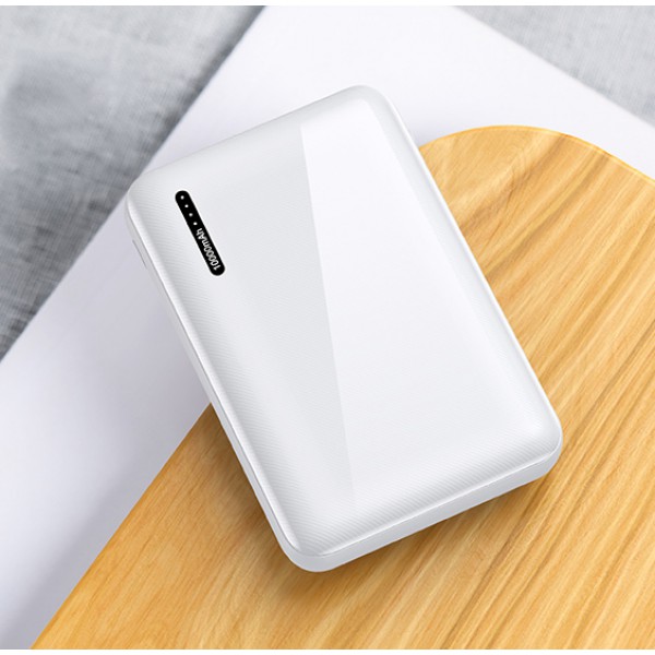 USAMS power bank PB37 10000mAh, 2x output, 2.1A, λευκό