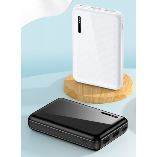 USAMS power bank PB37 10000mAh, 2x output, 2.1A, λευκό