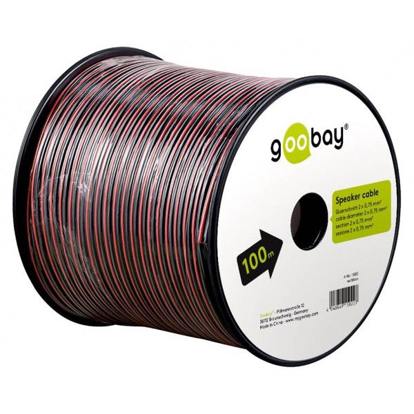 GOOBAY καλώδιο ήχου 2x 0.75 mm² 15022, CCA, 100m, μαύρο & κόκκινο GOOBAY καλώδιο ήχου 2x 0.75 mm² 15022, CCA, 100m, μαύρο & κόκκινο