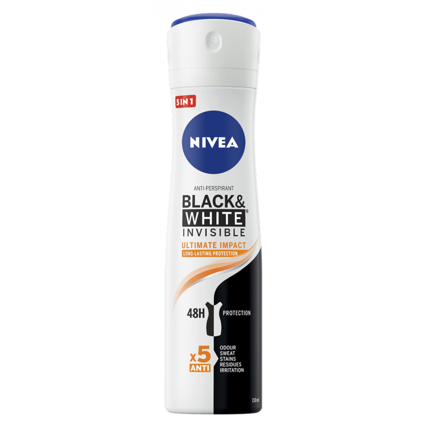 NIVEA αποσμητικό σπρέι Black & White Invisible Ultimate Impact, 150ml