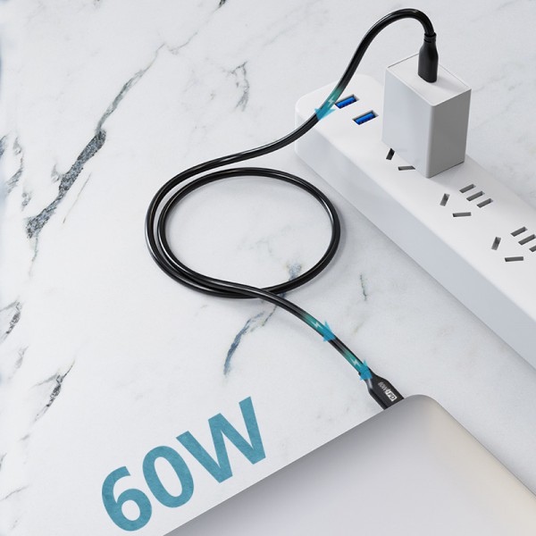 CABLETIME καλώδιο USB Type-C CM60, PD 60W, 3A, 0.5m, μαύρο