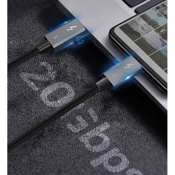 CABLETIME καλώδιο USB Type-C C160, Thunderbolt 3, 4K, 5A, 2m, μαύρο