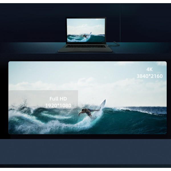 CABLETIME καλώδιο USB Type-C C160, Thunderbolt 3, 4K, 5A, 2m, μαύρο