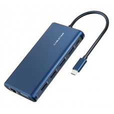 CABLETIME USB Type-C hub 12 σε 1 C160, 1000Mbps, 4K, 100W, μπλε
