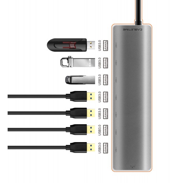 CABLETIME hub Type-C C160, 7-ports USB 3.0 , 5Gbps, 0.15m, ασημί CABLETIME hub Type-C C160, 7-ports USB 3.0 , 5Gbps, 0.15m, ασημί