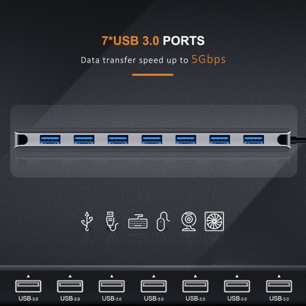 CABLETIME hub Type-C C160, 7-ports USB 3.0 , 5Gbps, 0.15m, ασημί CABLETIME hub Type-C C160, 7-ports USB 3.0 , 5Gbps, 0.15m, ασημί