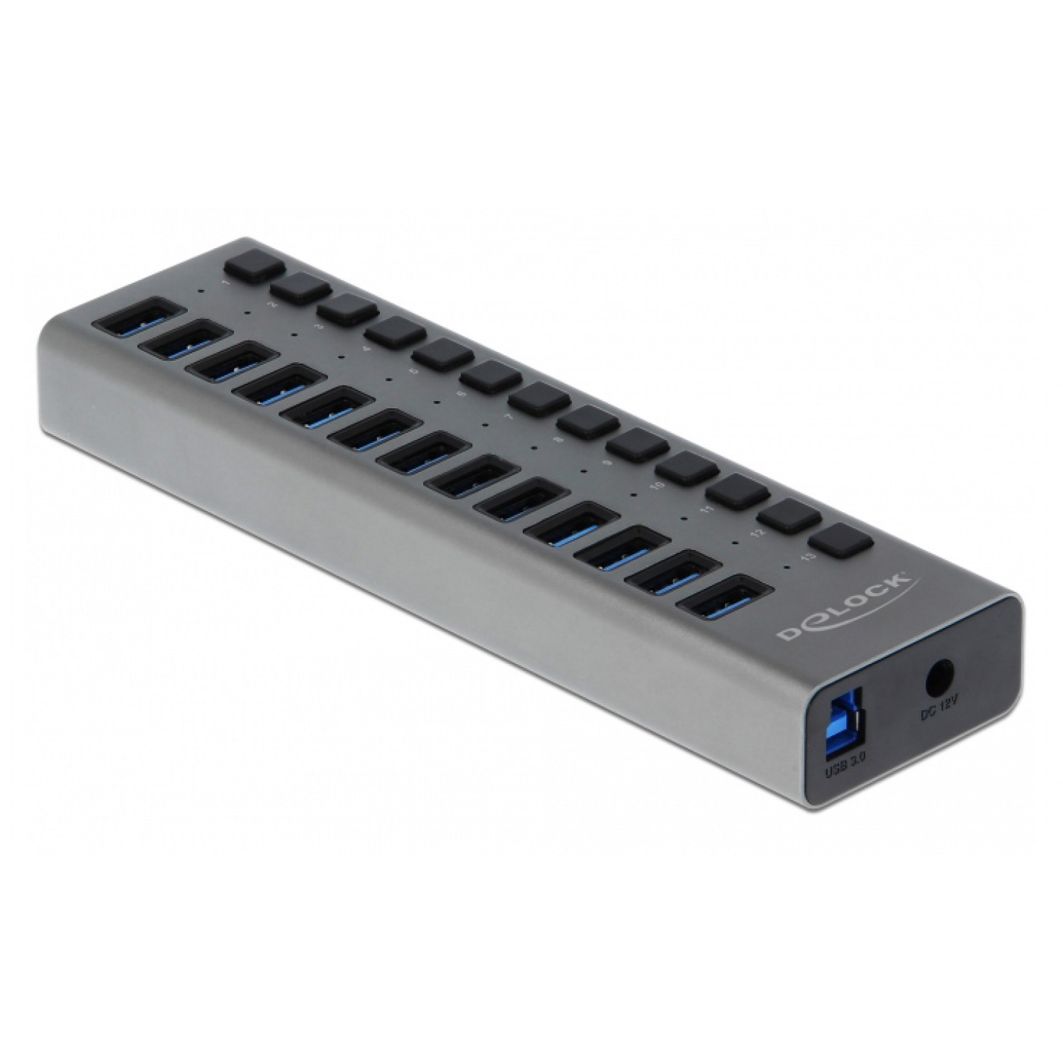 DELOCK hub 13x USB με διακόπτες 63977, USB 3.0, 5Gbps, 5A, LED, γκρι DELOCK hub 13x USB με διακόπτες 63977, USB 3.0, 5Gbps, 5A, LED, γκρι