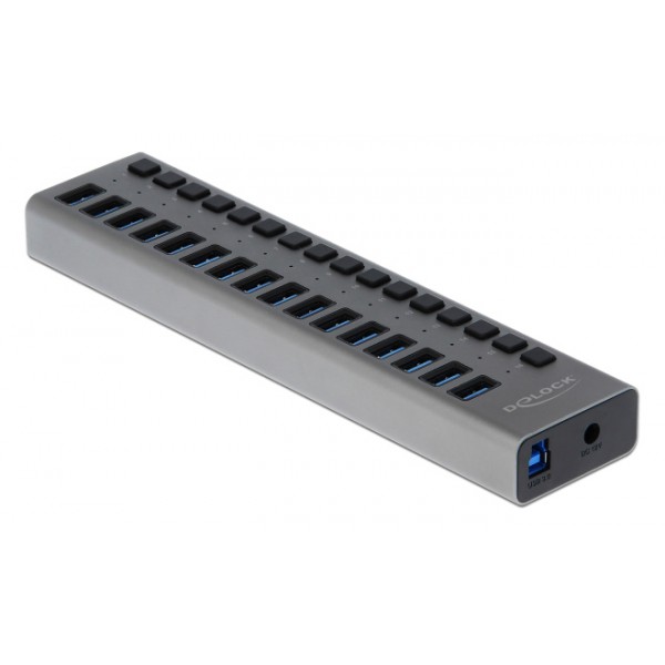 DELOCK hub 16x USB με διακόπτες 63978, USB 3.0, 5Gbps, 7.5A, LED, γκρι DELOCK hub 16x USB με διακόπτες 63978, USB 3.0, 5Gbps, 7.5A, LED, γκρι