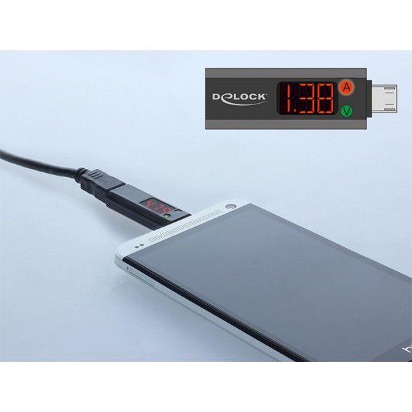 DELOCK Adapter USB 2.0 Micro με LED indicator για Voltage και Ampere
