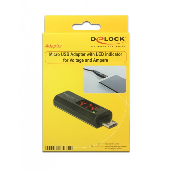 DELOCK Adapter USB 2.0 Micro με LED indicator για Voltage και Ampere