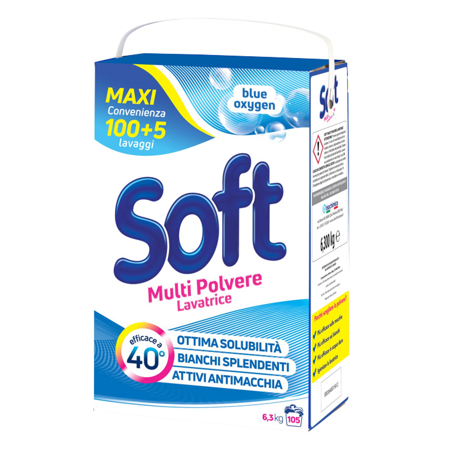 SOFT απορρυπαντικό πλυντηρίου σε σκόνη Blue oxygen, 105 μεζούρες, 6.3kg SOFT απορρυπαντικό πλυντηρίου σε σκόνη Blue oxygen, 105 μεζούρες, 6.3kg