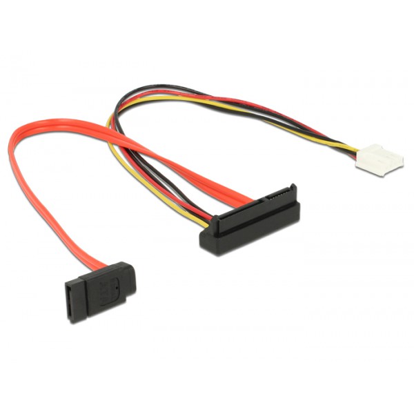 DELOCK Cable SATA 6Gb/s 7pin + 4pin σε SATA 22pin, γωνιακό κάτω, 30cm
