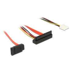 DELOCK Cable SATA 6Gb/s 7pin + 4pin σε SATA 22pin, γωνιακό κάτω, 30cm