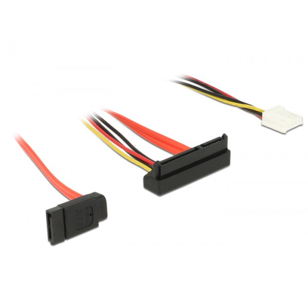 DELOCK Cable SATA 6Gb/s 7pin + 4pin σε SATA 22pin, γωνιακό κάτω, 30cm
