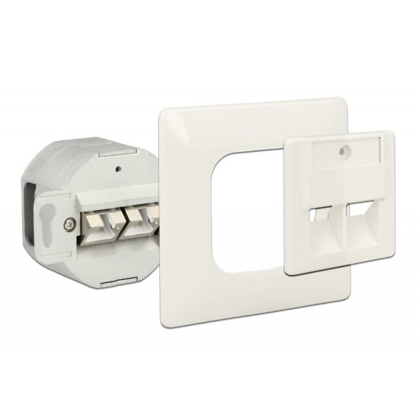 DELOCK Modular Wall Outlet Δικτύου, Cat.6A, LSA, 2 Port