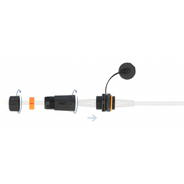 DELOCK αδιάβροχος σύνδεσμος RJ45 Cat.6A 86700, πορτοκαλί