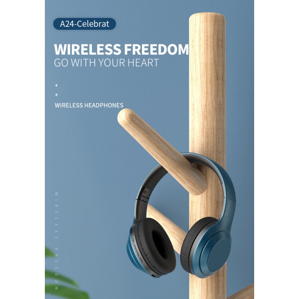 CELEBRAT headphones A24, wireless & wired, BT 5.0, 40mm, μαύρα CELEBRAT headphones A24, wireless & wired, BT 5.0, 40mm, μαύρα