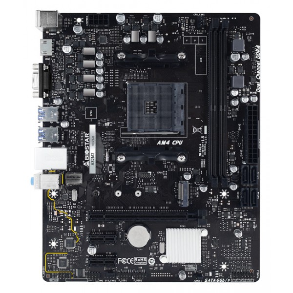 BIOSTAR Μητρική A32M2, 2x DDR4, AM4, USB 3.2, Micro ATX, Ver. 6.3