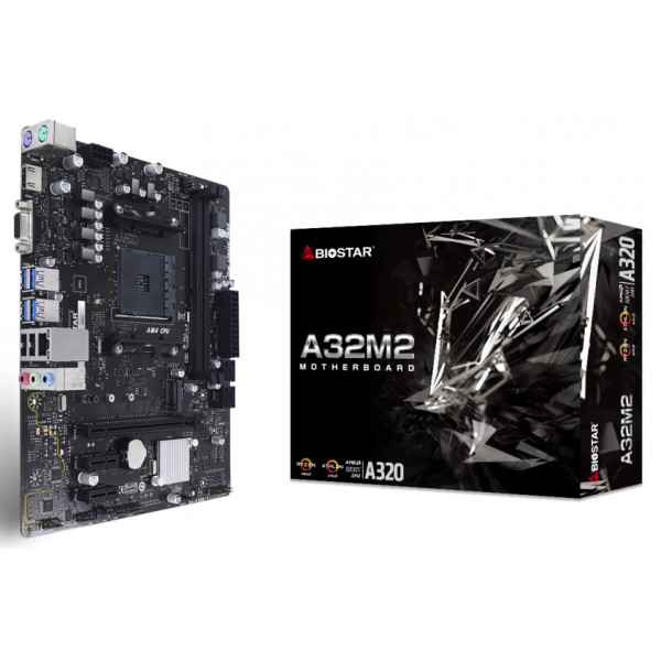BIOSTAR Μητρική A32M2, 2x DDR4, AM4, USB 3.2, Micro ATX, Ver. 6.3