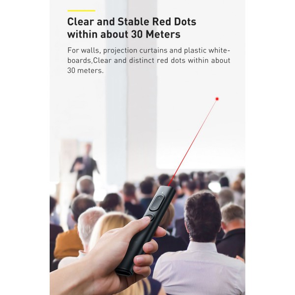 BASEUS τηλεχειριστήριο παρουσιάσεων ACFYB-A01 με laser 100m, μαύρο BASEUS τηλεχειριστήριο παρουσιάσεων ACFYB-A01 με laser 100m, μαύρο