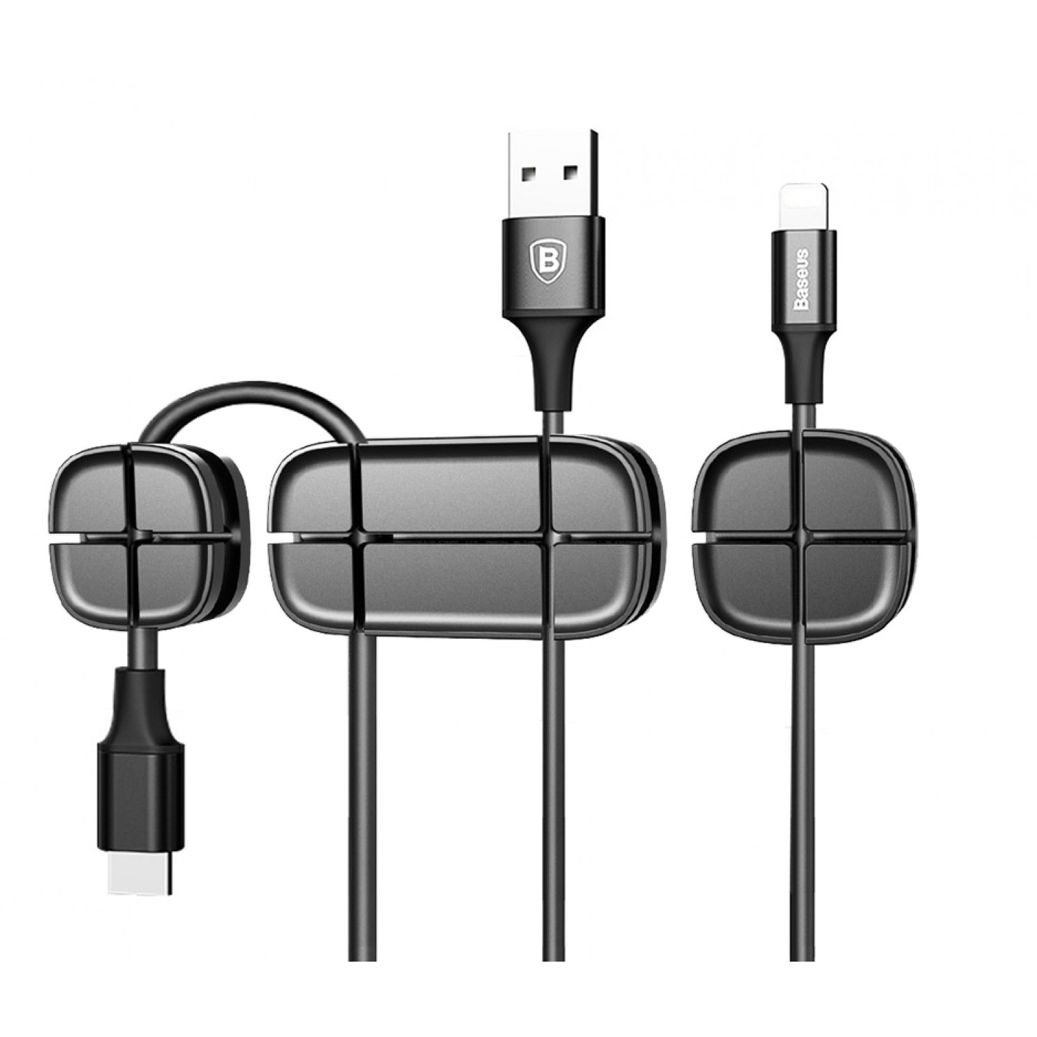 BASEUS σετ οργάνωσης καλωδίων ACTDJ-01, μαύρο, 3τμχ BASEUS σετ οργάνωσης καλωδίων ACTDJ-01, μαύρο, 3τμχ