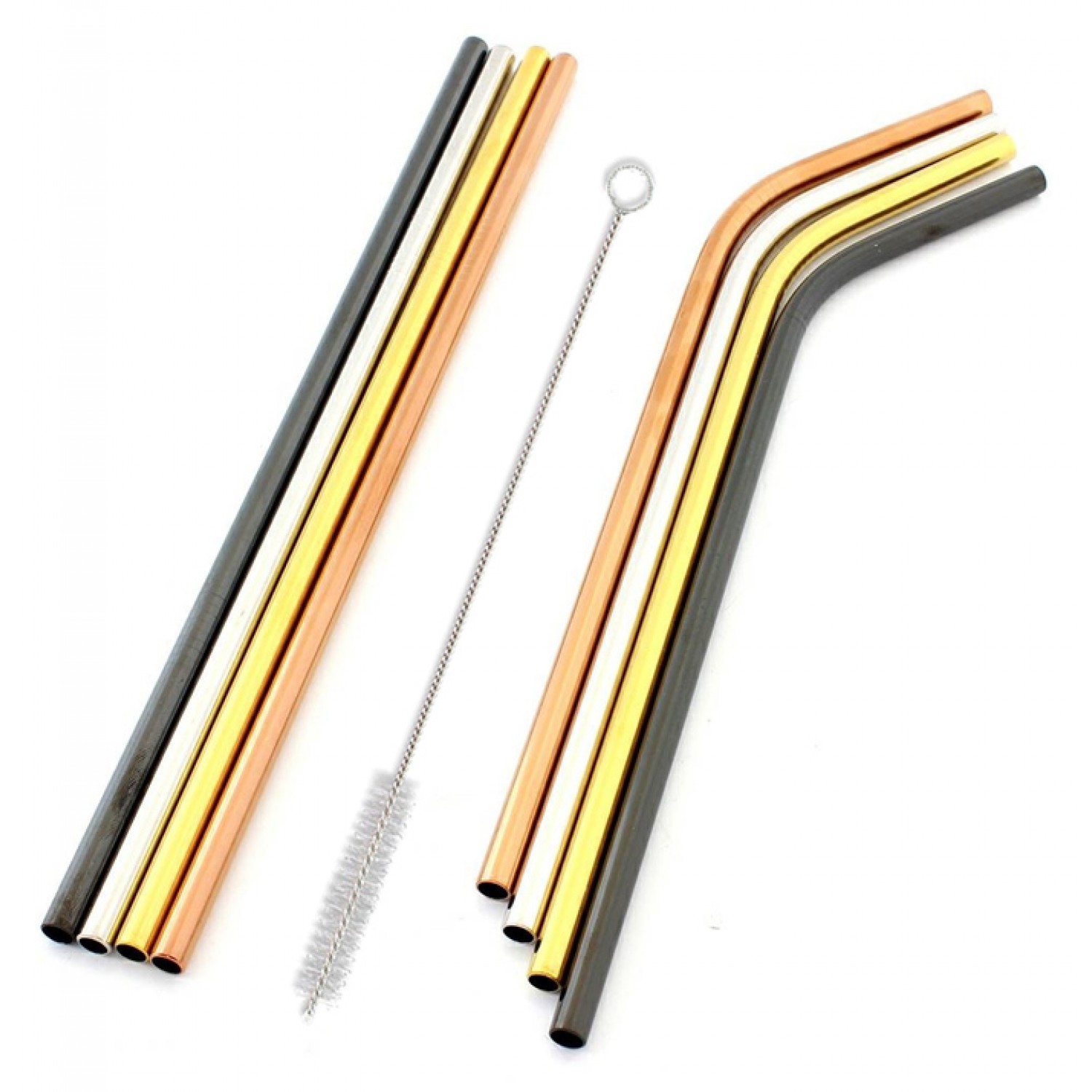 Σετ μεταλλικά καλαμάκια & βουρτσάκι καθαρισμού AG371C, 9τμχ