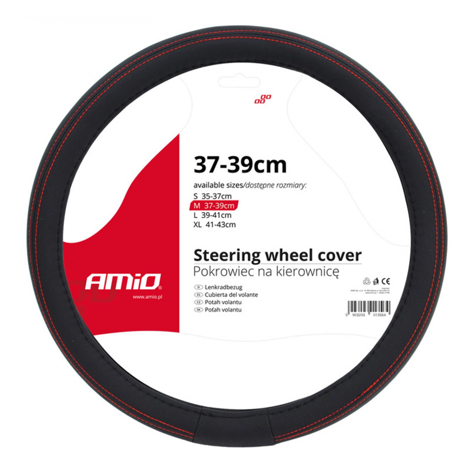 AMIO Κάλυμμα τιμονιού αυτοκινήτου 01355, 37-39cm