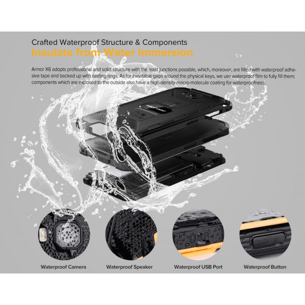 ULEFONE Smartphone Armor X6, IP68/IP69K, 5", 2/16GB, Quad-core, μαύρο