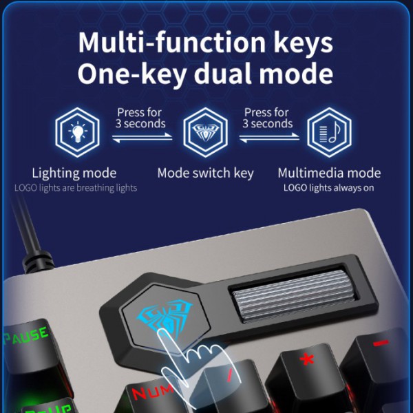 AULA μηχανικό πληκτρολόγιο AUL-F2063, RGB, blue switch, μαύρο-γκρι AULA μηχανικό πληκτρολόγιο AUL-F2063, RGB, blue switch, μαύρο-γκρι