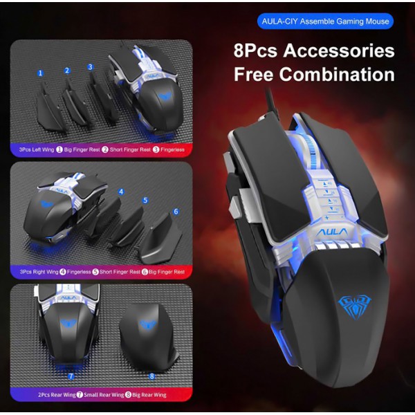 AULA ενσύρματο gaming ποντίκι Fire Η508, 4800DPI, 7 πλήκτρα, μαύρο AULA ενσύρματο gaming ποντίκι Fire Η508, 4800DPI, 7 πλήκτρα, μαύρο