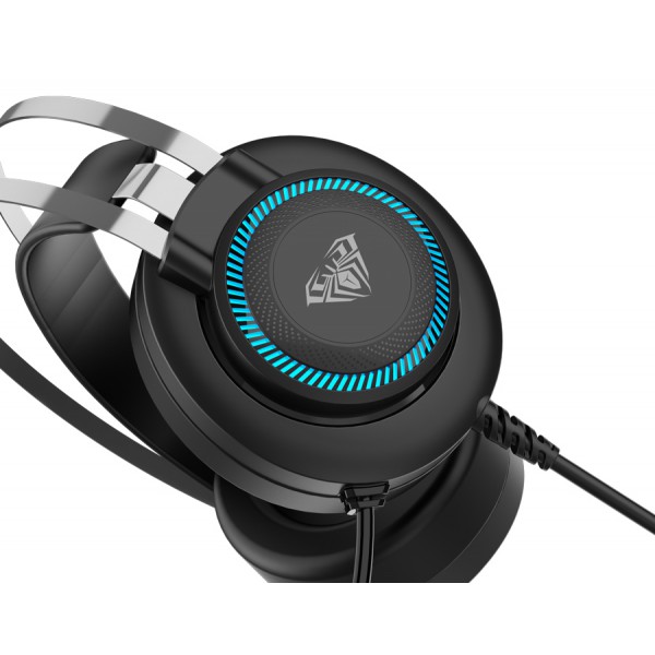 AULA gaming headset S601USB, RGB, USB, 50mm, μαύρο