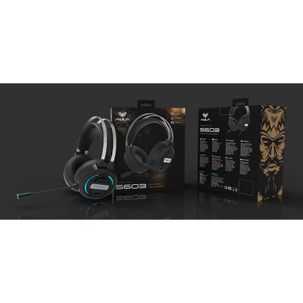 AULA gaming headset S603USB, RGB, USB, 50mm, μαύρο AULA gaming headset S603USB, RGB, USB, 50mm, μαύρο