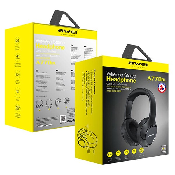 AWEI headphones A770BL, wireless & wired, BT 5.0, μαύρα AWEI headphones A770BL, wireless & wired, BT 5.0, μαύρα