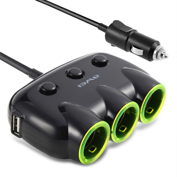 AWEI διαμοιραστής αντάπτορα αυτοκινήτου C-35, 3x θέσεων & 2x USB, μαύρος