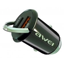 AWEI φορτιστής αυτοκινήτου C-708, USB + Type-C, 45W, μαύρος