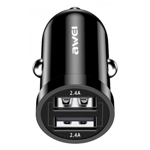 AWEI φορτιστής αυτοκινήτου C-826, 2x USB, 12W, μαύρος