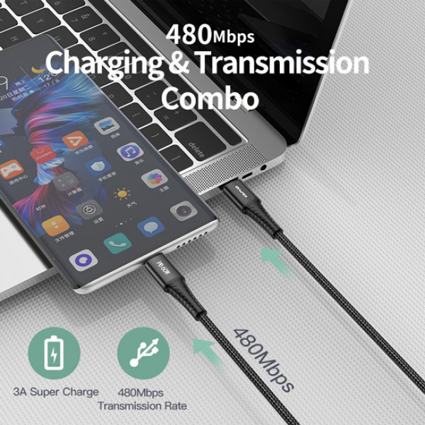 AWEI καλώδιο USB Type-C CL-111T, PD 60W, 3A, 1m, μαύρο AWEI καλώδιο USB Type-C CL-111T, PD 60W, 3A, 1m, μαύρο