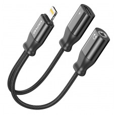AWEI αντάπτορας Lightning σε Lightning & 3.5mm CL-73, 2A, μαύρος