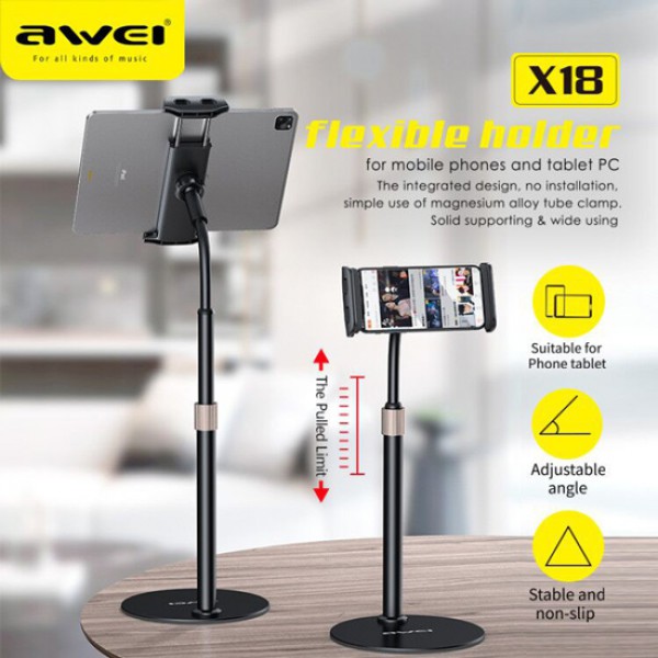 AWEI βάση για smartphone X18, ρυθμιζόμενη, μαύρη