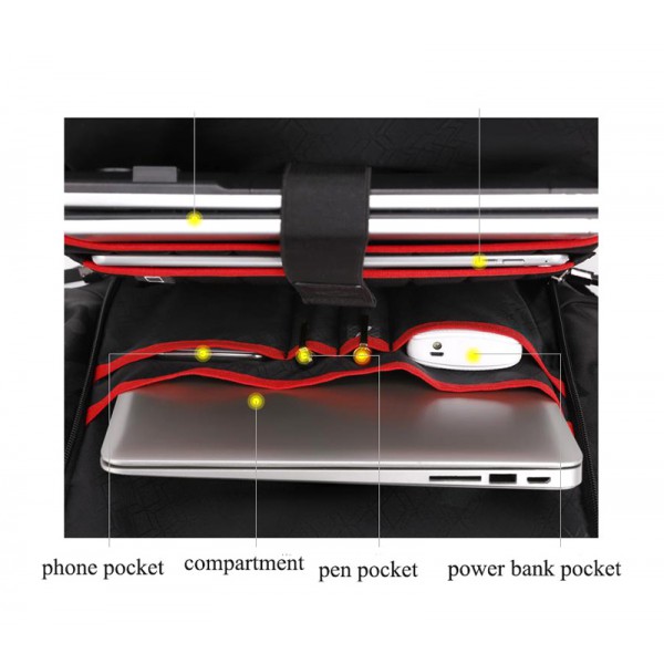 ARCTIC HUNTER τσάντα πλάτης B-00283-BK με θήκη laptop 15.6, μαύρη