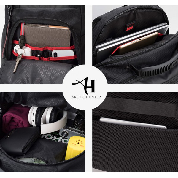 ARCTIC HUNTER τσάντα πλάτης B-00341-BK με θήκη laptop 15.6", μαύρη